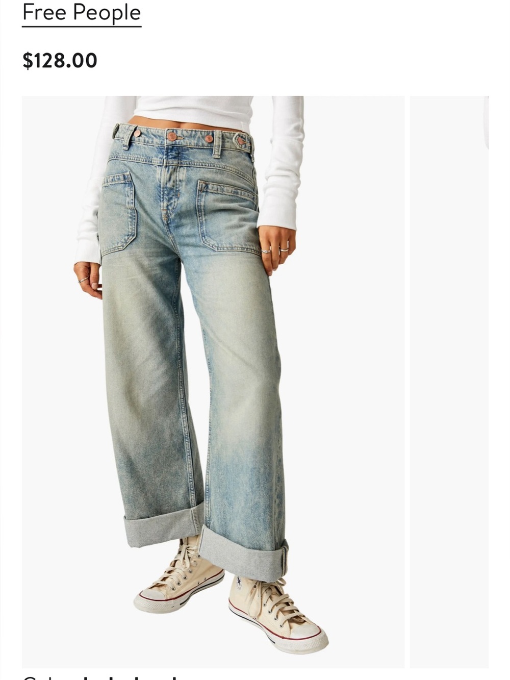 Free People We The Free Palmer Cuffed Baggy Jeans La La Land Size 28